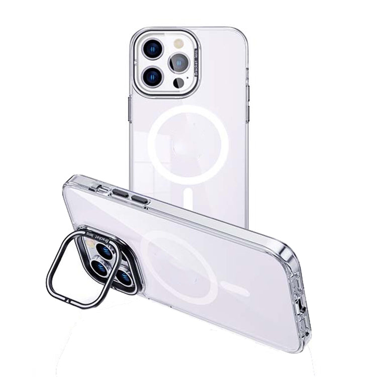 For iPhone 13 Pro Max MagSafe Magnetic Invisible Holder Transparent Phone Case(Silver) - iPhone 13 Pro Max Cases by buy2fix | Online Shopping UK | buy2fix