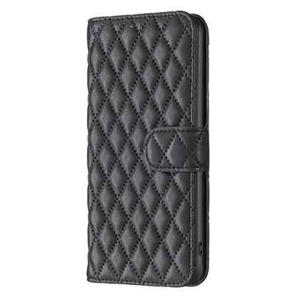 For Motorola Moto G84 Diamond Lattice Wallet Flip Leather Phone Case(Black) - Motorola Cases by buy2fix | Online Shopping UK | buy2fix