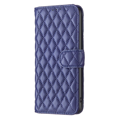 For Motorola Moto G Play 2024 Diamond Lattice Wallet Flip Leather Phone Case(Blue) - Motorola Cases by buy2fix | Online Shopping UK | buy2fix