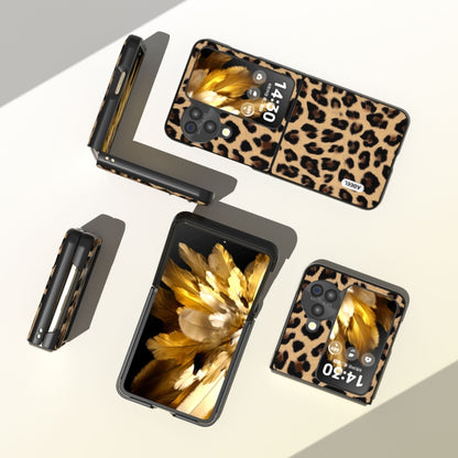 For OPPO Find N3 Flip ABEEL Black Edge Leopard Phone Case(Leopard Print) - Find N3 Flip Cases by buy2fix | Online Shopping UK | buy2fix