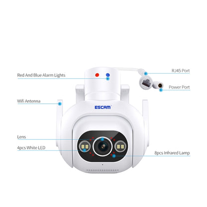 ESCAM PT304 HD 4MP Humanoid Detection Tracking WiFi Connection Sound Alarm Intelligent Night Vision H.265 Camera(US Plug) - Wireless Camera by ESCAM | Online Shopping UK | buy2fix