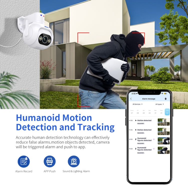 ESCAM PT304 HD 4MP Humanoid Detection Tracking WiFi Connection Sound Alarm Intelligent Night Vision H.265 Camera(AU Plug) - Wireless Camera by ESCAM | Online Shopping UK | buy2fix