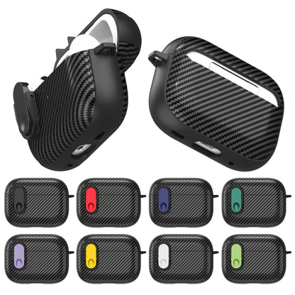 For AirPods Pro 2 Carbon Fiber Texture Wireless Earphones Case with Security Lock(Purple) - For AirPods Pro 2 by buy2fix | Online Shopping UK | buy2fix