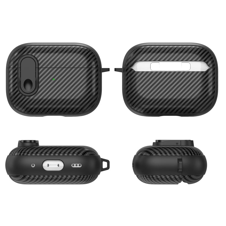 For AirPods Pro Carbon Fiber Texture Wireless Earphones Case with Security Lock(Dark Green) - For AirPods Pro by buy2fix | Online Shopping UK | buy2fix