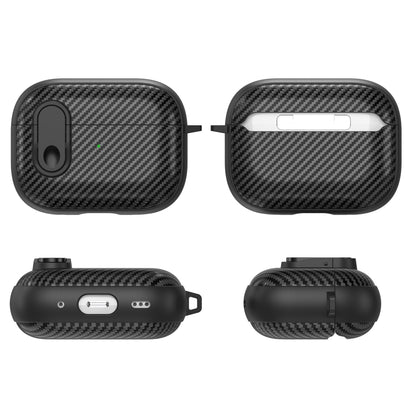 For AirPods 2 / 1 Carbon Fiber Texture Wireless Earphones Case with Security Lock(Blue) - For AirPods 1/2 by buy2fix | Online Shopping UK | buy2fix