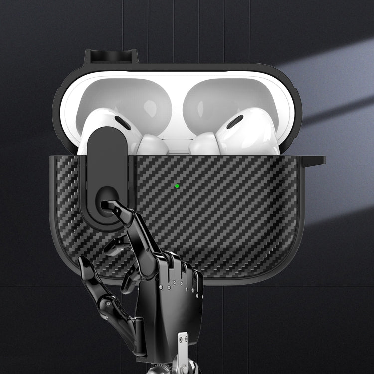 For AirPods 3 Carbon Fiber Texture Wireless Earphones Case with Security Lock(White) - For AirPods 3 by buy2fix | Online Shopping UK | buy2fix