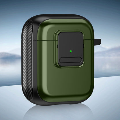 For AirPods 2 / 1 TPU + PC Wireless Earphones Case with Magnetic Switch(Army Green) - For AirPods 1/2 by buy2fix | Online Shopping UK | buy2fix