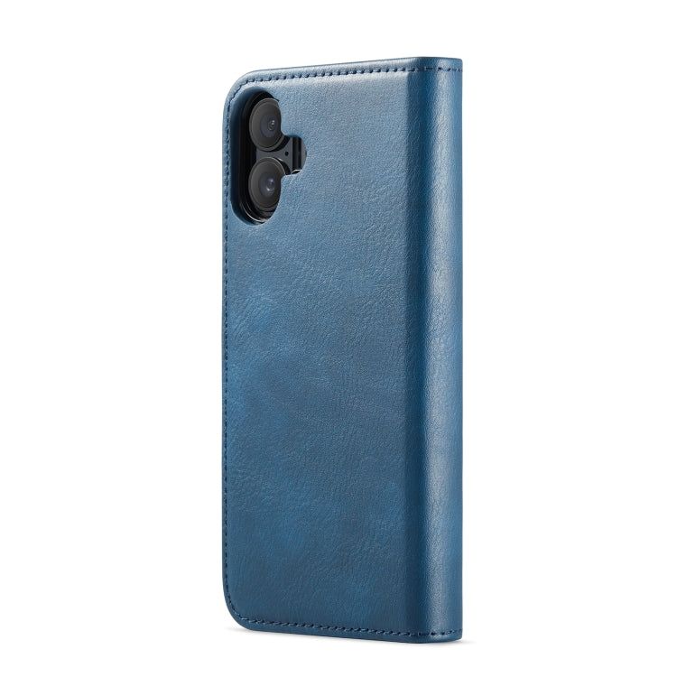 For iPhone 16 DG.MING Crazy Horse Texture Detachable Magnetic Leather Phone Case(Blue) - iPhone 16 Cases by DG.MING | Online Shopping UK | buy2fix