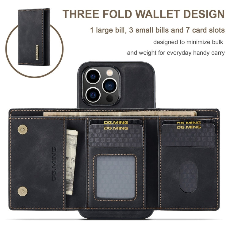 For iPhone 15 Pro DG.MING M1 Series 3-Fold Multi Card Wallet Leather Phone Case(Black) - iPhone 15 Pro Cases by DG.MING | Online Shopping UK | buy2fix