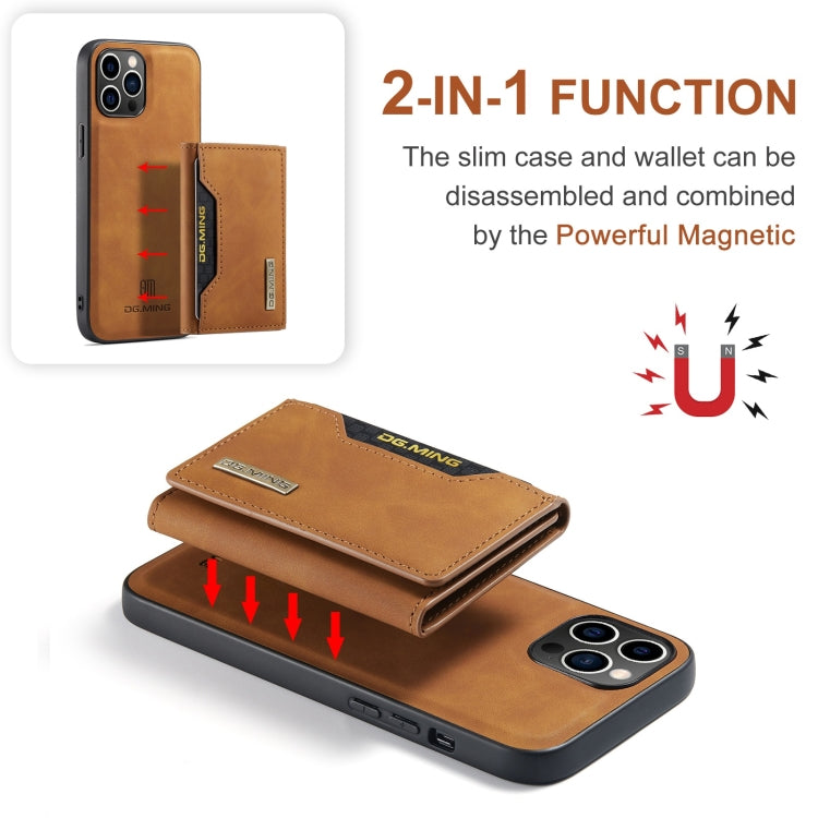 For iPhone 15 Pro DG.MING M2 Series 3-Fold Card Bag Wallet Leather Phone Case(Brown) - iPhone 15 Pro Cases by DG.MING | Online Shopping UK | buy2fix