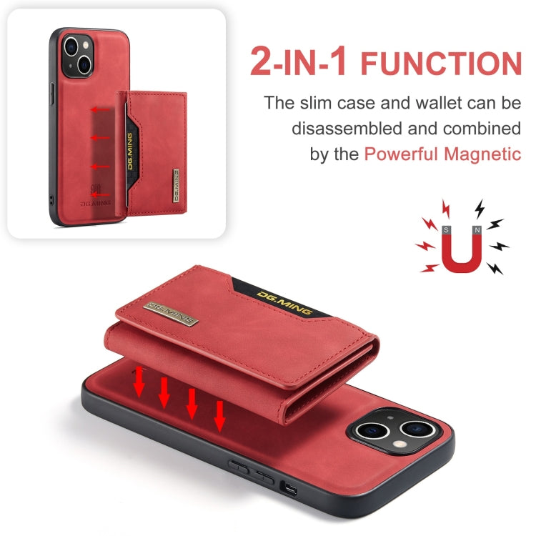 For iPhone 15 Plus DG.MING M2 Series 3-Fold Card Bag Wallet Leather Phone Case(Red) - iPhone 15 Plus Cases by DG.MING | Online Shopping UK | buy2fix