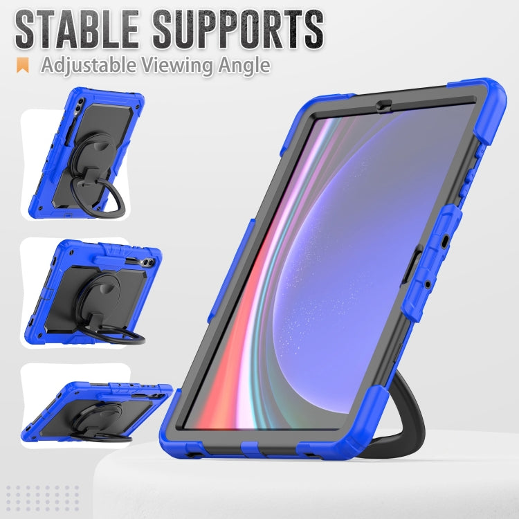 For Samsung Galaxy Tab S9+ D Type Silicone Hybrid PC Tablet Case with Handle Holder(Blue) - Galaxy Tab S9+ Cases by buy2fix | Online Shopping UK | buy2fix