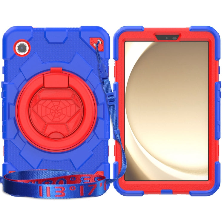 For Samsung Galaxy Tab A9 Spider Rotation Handle Silicone Hybrid PC Tablet Case(Red Blue) - Galaxy Tab A9 by buy2fix | Online Shopping UK | buy2fix