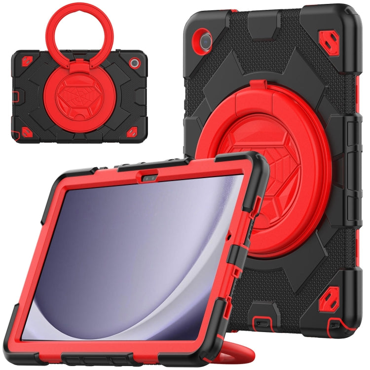 For Samsung Galaxy Tab A9+ Spider Rotation Handle Silicone Hybrid PC Tablet Case(Black Red) - Galaxy Tab A9+ by buy2fix | Online Shopping UK | buy2fix