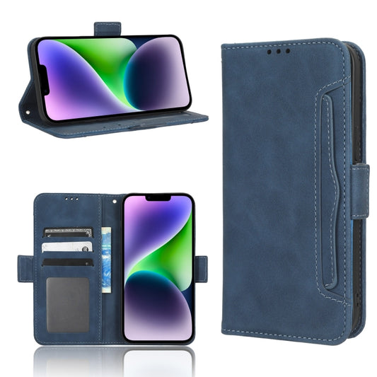 For iPhone 16 Skin Feel Calf Texture Card Slots Leather Phone Case(Blue) - iPhone 16 Cases by buy2fix | Online Shopping UK | buy2fix