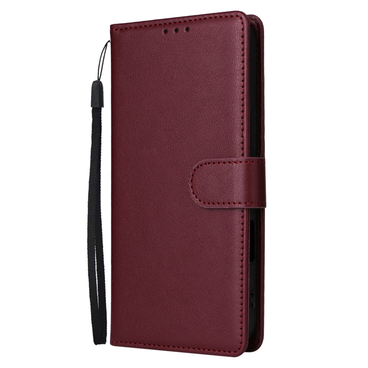 For iPhone 16 Plus Multifunctional Horizontal Flip Leather Phone Case with Three Card Slots(Wine Red) - iPhone 16 Plus Cases by buy2fix | Online Shopping UK | buy2fix