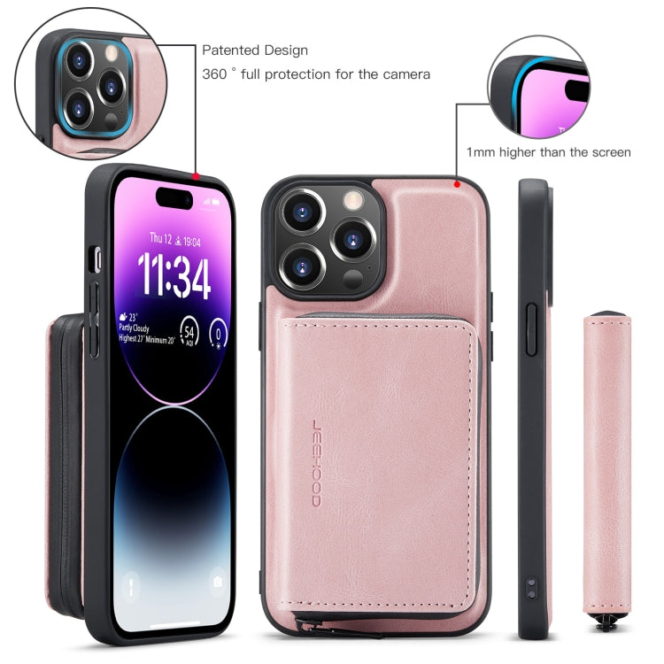 For iPhone 15 Pro Max JEEHOOD Magnetic Zipper Wallet Leather Phone Case(Pink) - iPhone 15 Pro Max Cases by JEEHOOD | Online Shopping UK | buy2fix