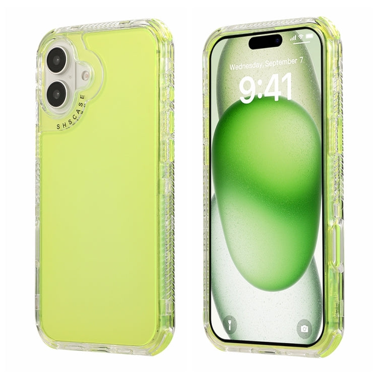 For iPhone 16 Plus Dreamland 3 in 1 Clear Color Transparent Frame PC + TPU Phone Case(Fluorescent Green) - iPhone 16 Plus Cases by buy2fix | Online Shopping UK | buy2fix