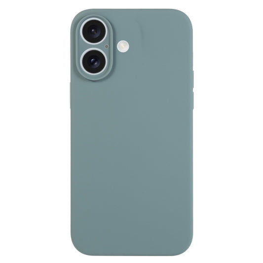 For iPhone 16 Pure Color Liquid Silicone Fine Pore Phone Case(Pine Needle Green) - iPhone 16 Cases by buy2fix | Online Shopping UK | buy2fix