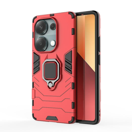 For Xiaomi Redmi Note 13 Pro 4G Global Shockproof PC + TPU Holder Phone Case(Red) - Note 13 Pro Cases by buy2fix | Online Shopping UK | buy2fix