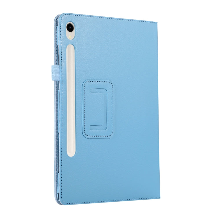 For Samsung Galaxy Tab S9 Litchi Texture Leather Tablet Case with Holder(Sky Blue) - Other Galaxy Tab PC by buy2fix | Online Shopping UK | buy2fix