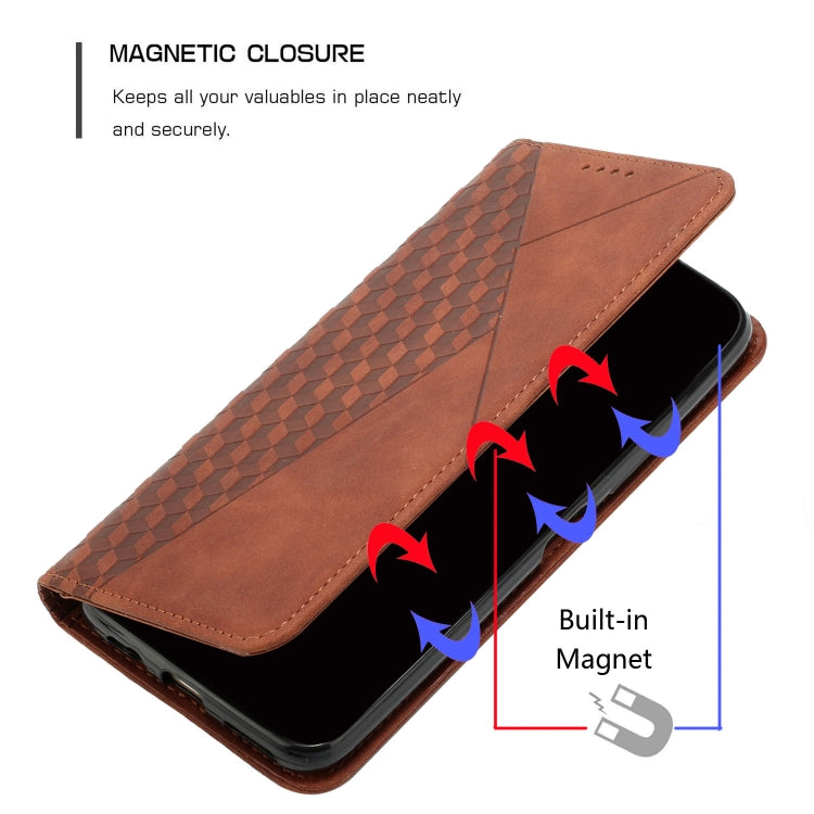 For Motorola Moto G Power 5G 2024 Diamond Splicing Skin Feel Magnetic Leather Phone Case(Brown) - Motorola Cases by buy2fix | Online Shopping UK | buy2fix