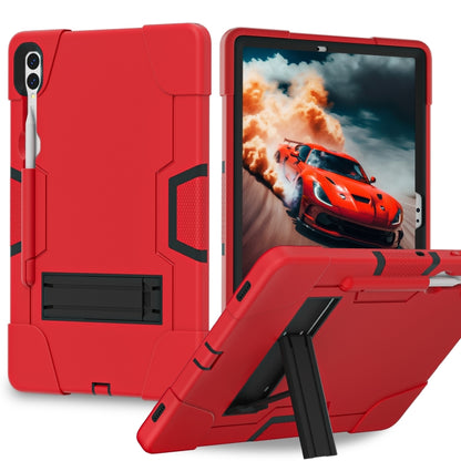 For Samsung Galaxy Tab S9+ Contrast Color Silicone PC Tablet Case with Holder(Red + Black) - Galaxy Tab S9+ Cases by buy2fix | Online Shopping UK | buy2fix