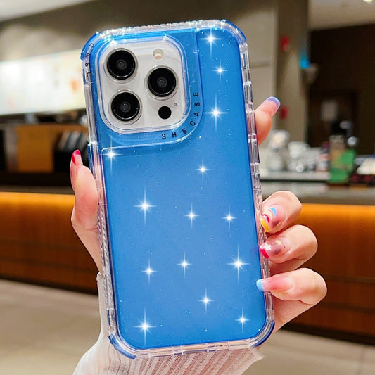 For iPhone 16 Pro Max Glitter Powder 3-in-1 TPU + PC Phone Case(Blue) - iPhone 16 Pro Max Cases by buy2fix | Online Shopping UK | buy2fix