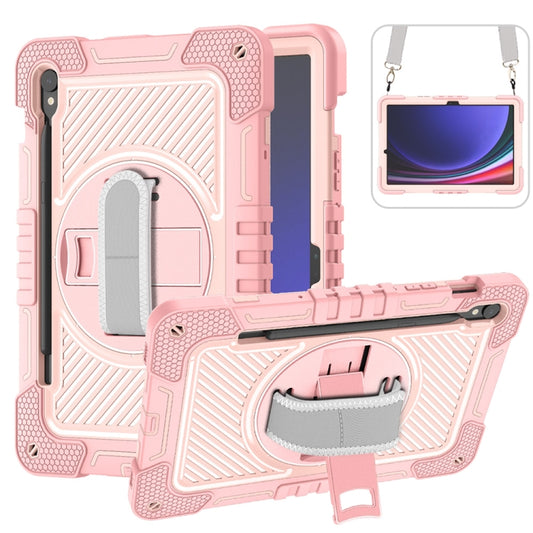 For Samsung Galaxy Tab S9 360 Degree Rotation PC Contrast Silicone Tablet Case(Rose Gold) - Galaxy Tab S9 Cases by buy2fix | Online Shopping UK | buy2fix