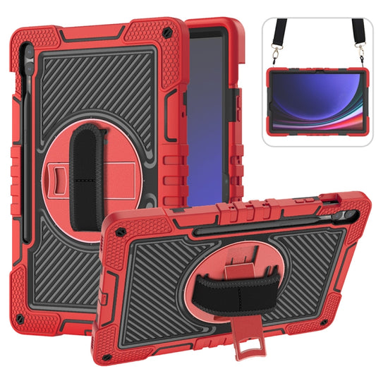 For Samsung Galaxy Tab S9+ 360 Degree Rotation PC Contrast Silicone Tablet Case(Red + Black) - Galaxy Tab S9+ Cases by buy2fix | Online Shopping UK | buy2fix