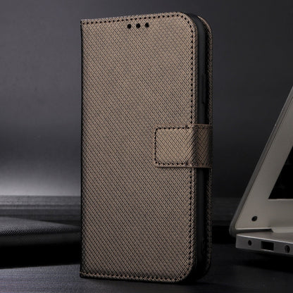 For iPhone 16 Plus Diamond Texture Leather Phone Case(Brown) - iPhone 16 Plus Cases by buy2fix | Online Shopping UK | buy2fix