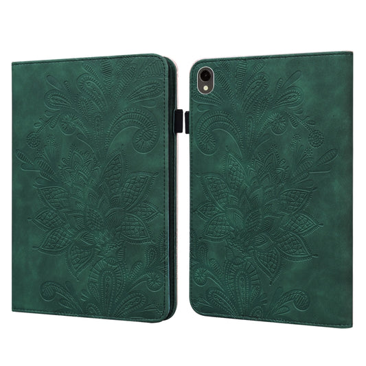 For Samsung Galaxy Tab S9 Lace Flower Embossing Pattern PU Tablet Case(Green) - Galaxy Tab S9 Cases by buy2fix | Online Shopping UK | buy2fix