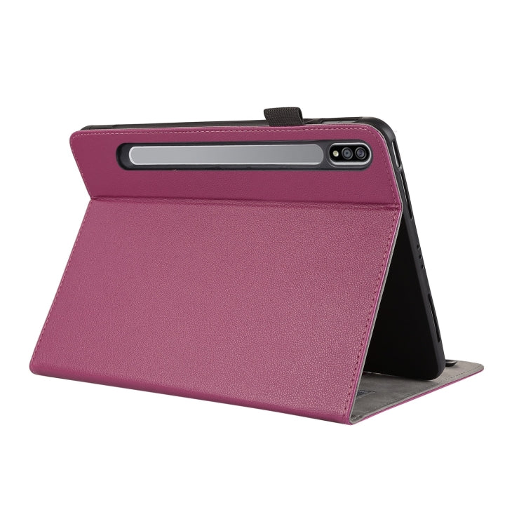 For Samsung Galaxy Tab S9 / S8 / S7 Litchi Texture Leather Sucker Tablet Case(Purple) - Other Galaxy Tab PC by buy2fix | Online Shopping UK | buy2fix