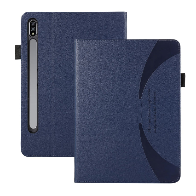 For Samsung Galaxy Tab S9 / S8 / S7 Litchi Texture Leather Sucker Tablet Case(Dark Blue) - Other Galaxy Tab PC by buy2fix | Online Shopping UK | buy2fix