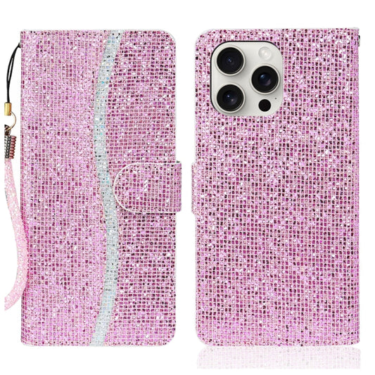 For iPhone 16 Pro Glitter Powder Filp Leather Phone Case(Pink) - iPhone 16 Pro Cases by buy2fix | Online Shopping UK | buy2fix