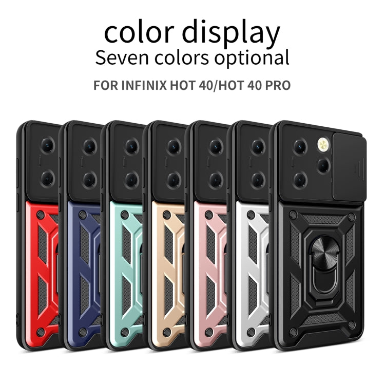 For Infinix Hot 40 / 40 Pro 4G Sliding Camera Cover Design TPU+PC Phone Case(Black) - Infinix Cases by buy2fix | Online Shopping UK | buy2fix