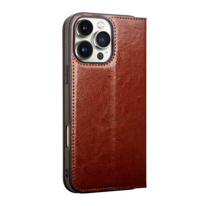 For iPhone 16 Pro Max QIALINO Classic Genuine Leather Phone Case(Brown) - iPhone 16 Pro Max Cases by QIALINO | Online Shopping UK | buy2fix