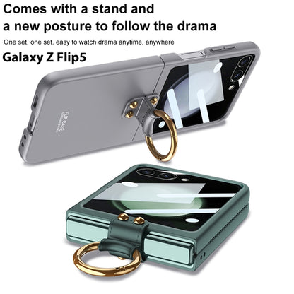 For Samsung Galaxy Z Flip5 GKK Integrated Ultra-thin PC Ring Holder Phone Case(Green) - Galaxy Z Flip5 Cases by GKK | Online Shopping UK | buy2fix