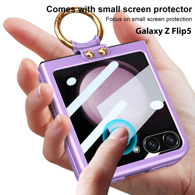 For Samsung Galaxy Z Flip5 GKK Integrated Ultra-thin PC Ring Holder Phone Case(Green) - Galaxy Z Flip5 Cases by GKK | Online Shopping UK | buy2fix