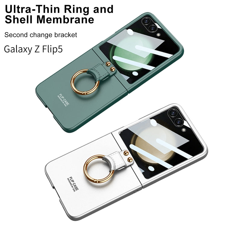 For Samsung Galaxy Z Flip5 GKK Integrated Ultra-thin PC Ring Holder Phone Case(Grey) - Galaxy Z Flip5 Cases by GKK | Online Shopping UK | buy2fix