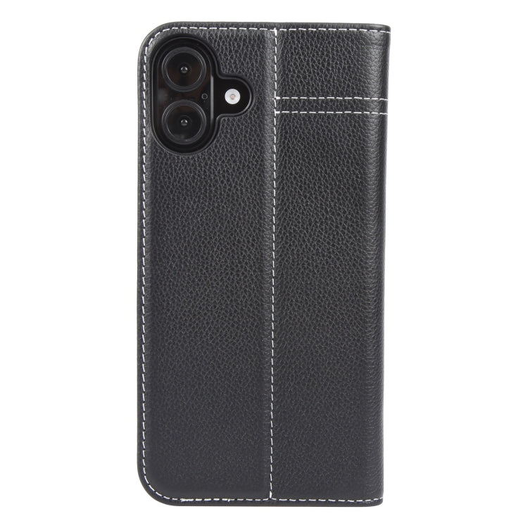 For iPhone 16 GEBEI Top-grain Horizontal Flip Leather Phone Case(Black) - iPhone 16 Cases by GEBEI | Online Shopping UK | buy2fix