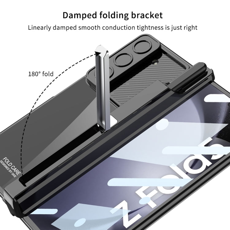 For Samsung Galaxy Z Fold5 5G GKK Integrated Push Lens Window Fold Hinge Phone Case with Pen Slots(Silver) - Galaxy Z Fold5 Cases by GKK | Online Shopping UK | buy2fix