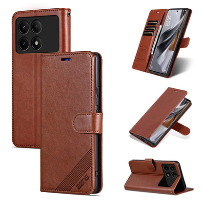 For Xiaomi Redmi K70E AZNS Sheepskin Texture Flip Leather Phone Case(Brown) - K70E Cases by AZNS | Online Shopping UK | buy2fix