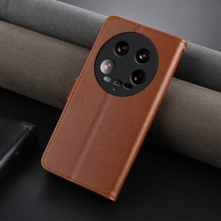 For Xiaomi 14 Ultra AZNS Sheepskin Texture Flip Leather Phone Case(Brown) - 14 Ultra Cases by AZNS | Online Shopping UK | buy2fix