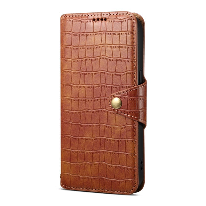 For iPhone 16 Pro Max Denior Crocodile Texture Oil Edge Leather Phone Case(Brown) - iPhone 16 Pro Max Cases by Denior | Online Shopping UK | buy2fix