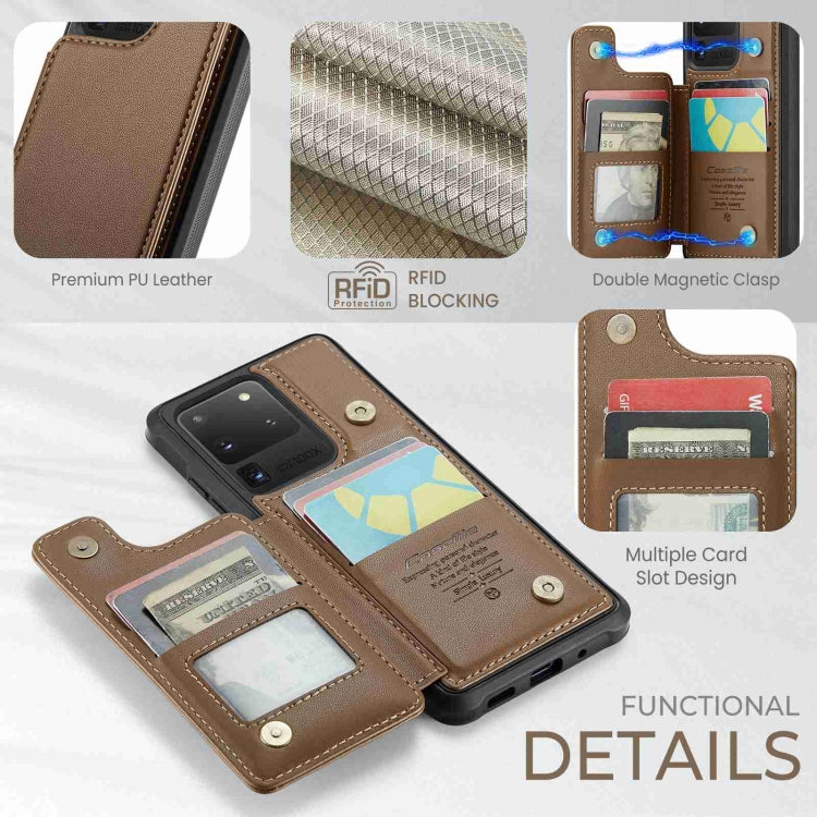 For Samsung Galaxy S20 Ultra CaseMe C22 Card Slots Holder RFID Anti-theft Phone Case(Brown) - Galaxy Phone Cases by CaseMe | Online Shopping UK | buy2fix