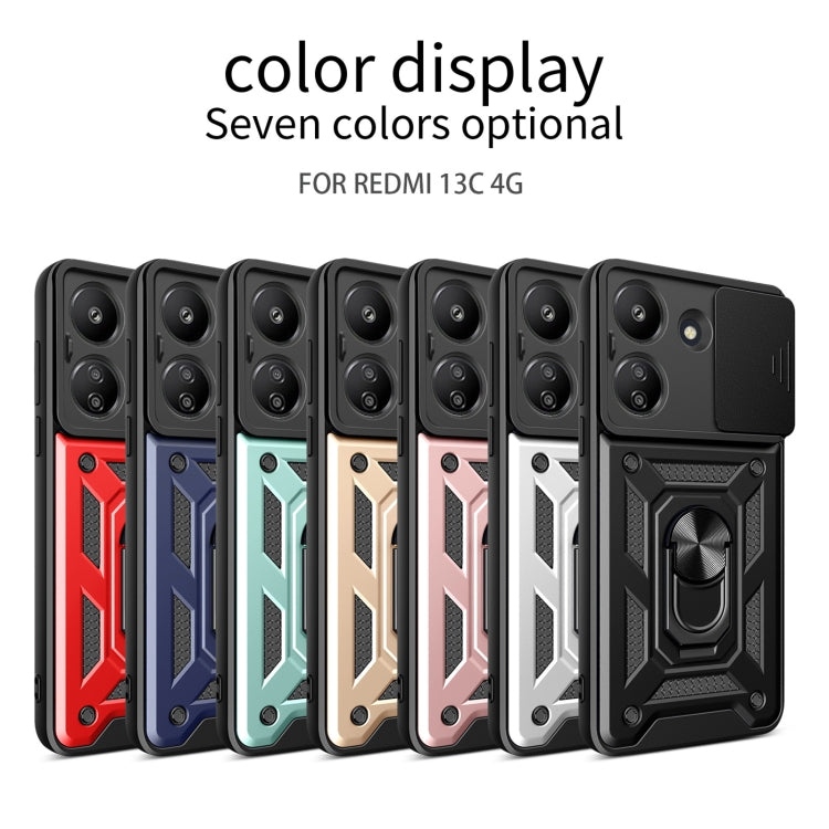 For Xiaomi Redmi 13C 4G Sliding Camera Cover Design TPU Hybrid PC Phone Case(Black) - 13C Cases by buy2fix | Online Shopping UK | buy2fix