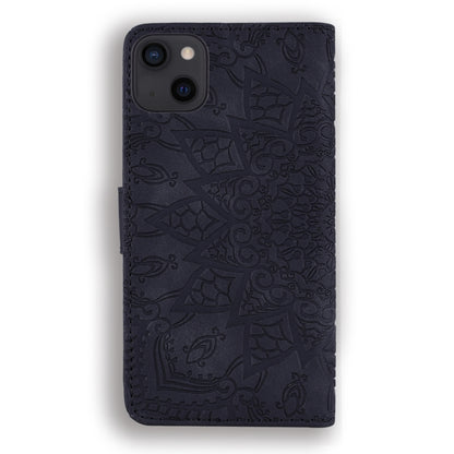 For iPhone 16 Pro Max Mandala Embossed Dual-Fold Calf Leather Phone Case(Black) - iPhone 16 Pro Max Cases by buy2fix | Online Shopping UK | buy2fix