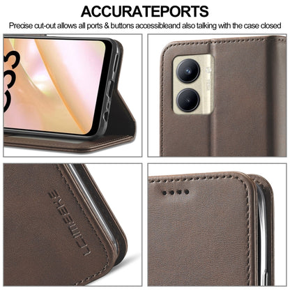 For Realme C33 2022 / C33 2023 LC.IMEEKE Calf Texture Horizontal Flip Leather Case(Brown) - Realme Cases by LC.IMEEKE | Online Shopping UK | buy2fix