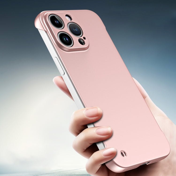 For iPhone 12 Frameless Metallic Paint Hybrid PC Phone Case(Rose Gold) - iPhone 12 / 12 Pro Cases by buy2fix | Online Shopping UK | buy2fix